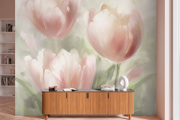 Peinture de fleurs roses Papier peint Peinture de fleurs roses