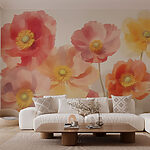 Papier peint Groupe de fleurs sur fond blanc