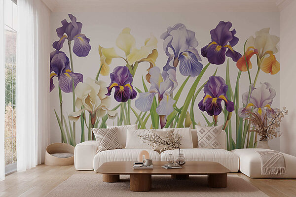 Groupe de fleurs violettes et blanches Papier peint Groupe de fleurs violettes et blanches