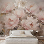 Papier peint Peinture de fleurs sur fond blanc