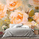 Papier peint Peinture de fleurs sur une surface blanche