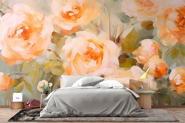Peinture de fleurs sur une surface blanche Papier peint Peinture de fleurs sur une surface blanche