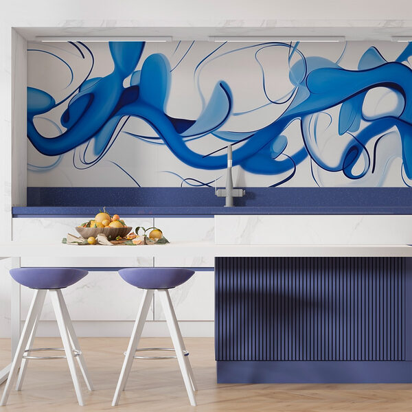 Wall murals Blue swirls on a white background Papier peint Wall murals Blue swirls on a white background