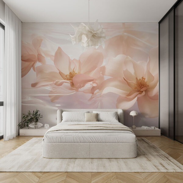 Groupe de fleurs roses flottant dans l'eau Papier peint Groupe de fleurs roses flottant dans l'eau