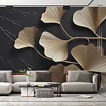 Papier peint Feuilles complexes sur fond sombre