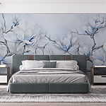 Papier peint Peinture de fleurs blanches sur une branche