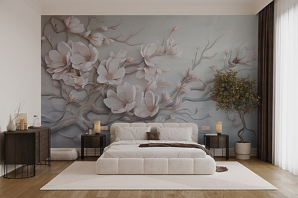 Peinture de fleurs sur un mur Papier peint Peinture de fleurs sur un mur