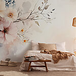 Papier peint Peinture de fleurs sur fond blanc