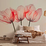 Papier peint Groupe de fleurs roses