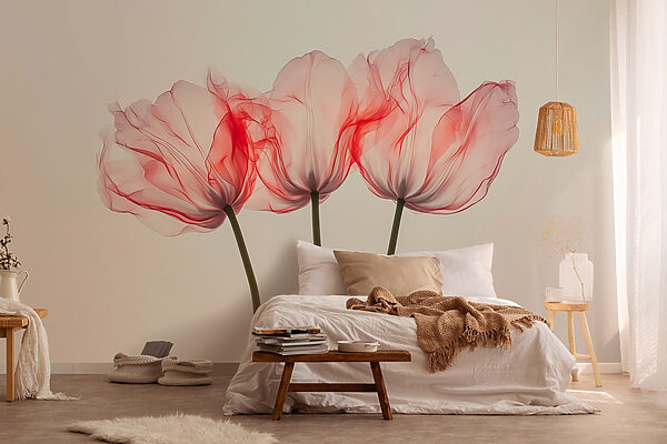 Groupe de fleurs roses Papier peint Groupe de fleurs roses