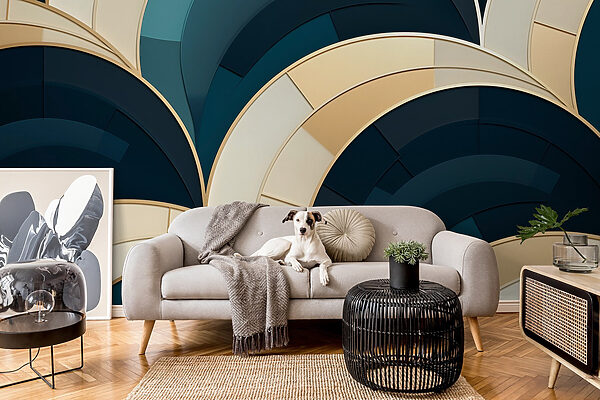 Des courbes fluides dans un design en couches Papier peint Des courbes fluides dans un design en couches
