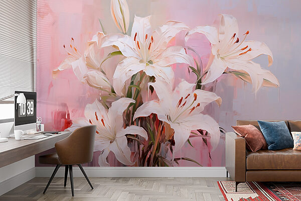 Peinture de fleurs blanches Papier peint Peinture de fleurs blanches