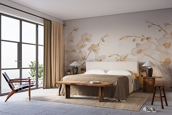 Papier peint Peinture de fleurs blanches