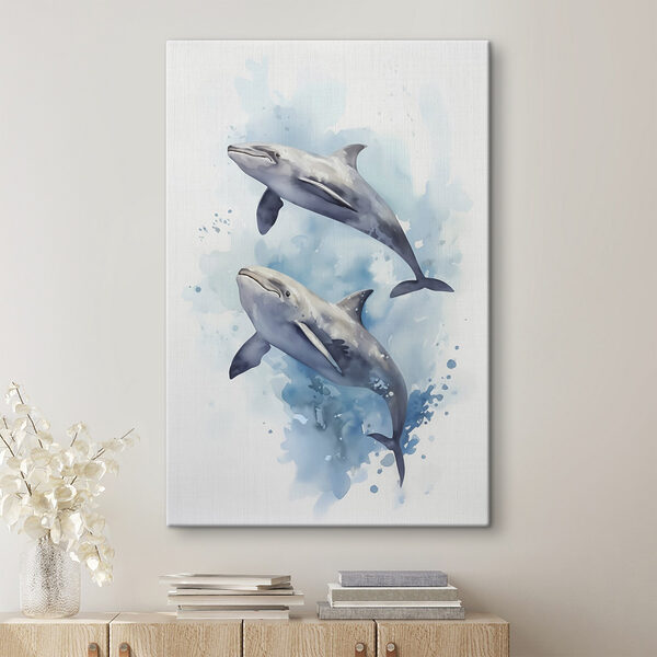 Deux dauphins nageant dans l'eau Tableaux Deux dauphins nageant dans l'eau