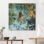 Tableaux Femme dans une piscine entourée de plantes