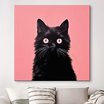 Tableaux Chat noir aux yeux roses