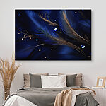 Tableaux Plumes élégantes sur tissu bleu foncé
