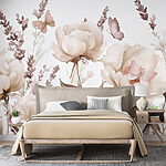 Papier peint Peinture de fleurs et de papillons