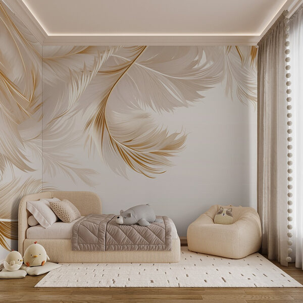 Plumes élégantes dans des tons doux Papier peint Plumes élégantes dans des tons doux