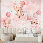 Papier peint Groupe d'ours en peluche tenant des ballons