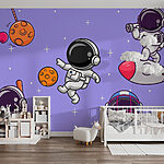 Papier peint Caricature d'astronautes dans l'espace