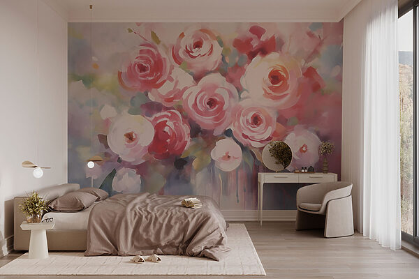 Peinture de fleurs sur une surface blanche Papier peint Peinture de fleurs sur une surface blanche