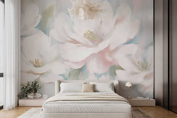 Peinture de fleurs blanches Papier peint Peinture de fleurs blanches
