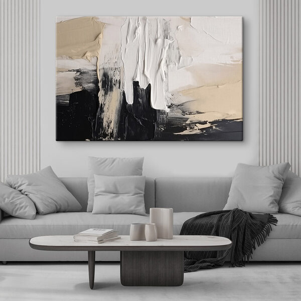 Peinture blanche et noire sur une surface blanche Tableaux Peinture blanche et noire sur une surface blanche