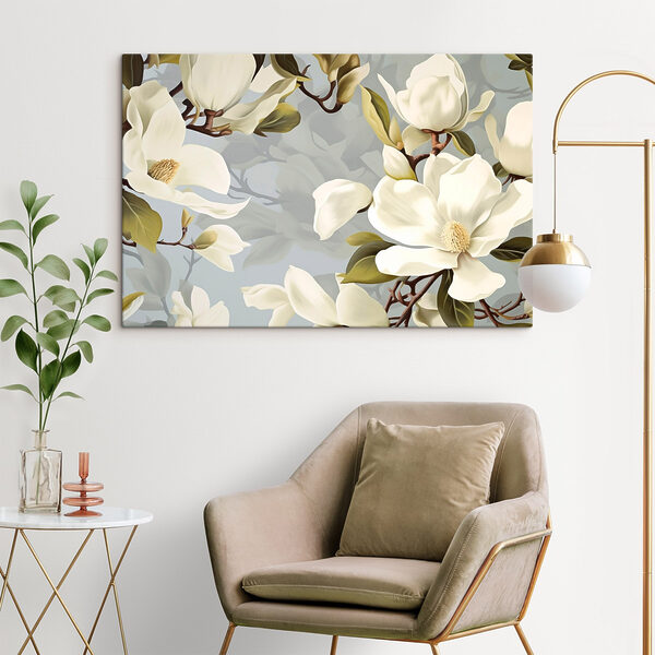 Fleurs blanches élégantes dans des tons doux Tableaux Fleurs blanches élégantes dans des tons doux
