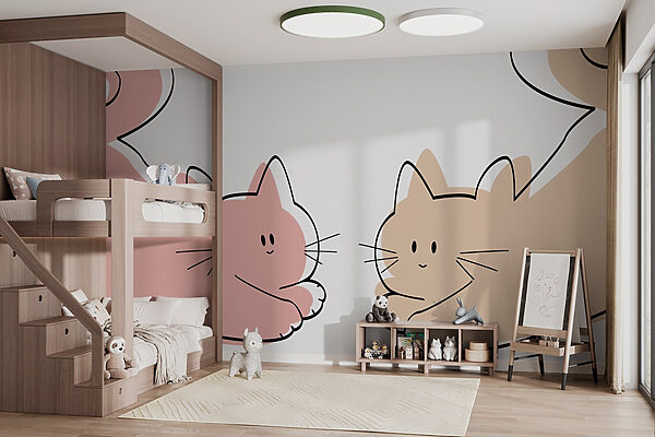 Couple de chats couchés Papier peint Couple de chats couchés