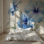 Papier peint Fleurs bleues délicates en pleine floraison