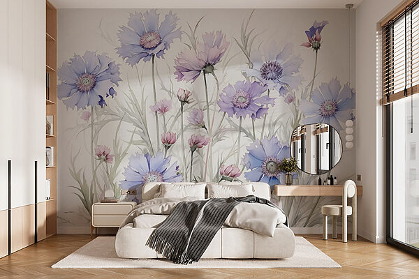 Peinture de fleurs sur fond blanc Papier peint Peinture de fleurs sur fond blanc