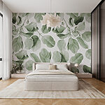 Papier peint Les délicats motifs verts de la nature abondent.