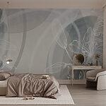 Papier peint Fleurs blanches sur fond gris