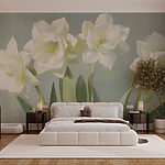 Papier peint Groupe de fleurs blanches