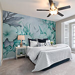 Papier peint Motif délicat de feuillage vert et gris