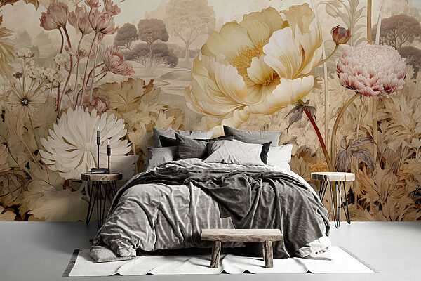 Bouquet floral doux dans les tons pastel Papier peint Bouquet floral doux dans les tons pastel