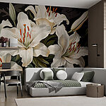 Papier peint Magnifiques lys blancs en pleine floraison