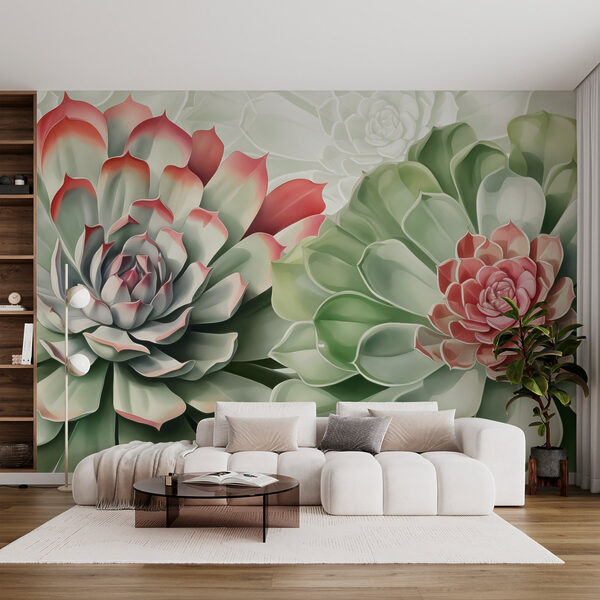 Des succulentes luxuriantes dans un arrangement harmonieux Papier peint Des succulentes luxuriantes dans un arrangement harmonieux