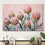 Tableaux Peinture de fleurs sur fond rose