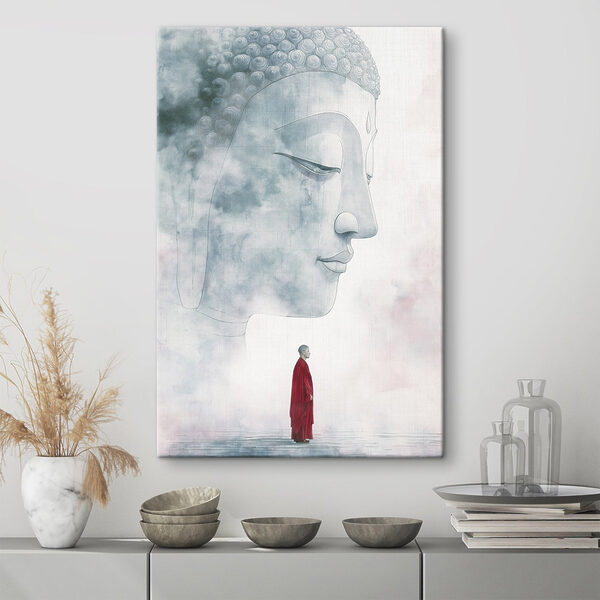Homme debout devant un grand visage Tableaux Homme debout devant un grand visage