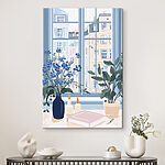 Tableaux Fenêtre avec fleurs et bougies