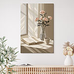 Tableaux Livre et vase avec des fleurs