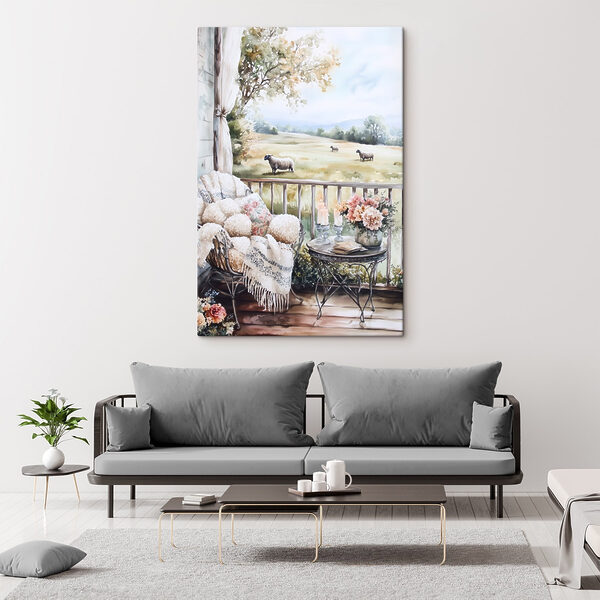 Peinture de moutons sous un porche Tableaux Peinture de moutons sous un porche