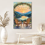 Tableaux Peinture de chaises et d'un lac