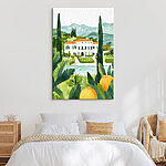 Tableaux Maison avec piscine et arbres
