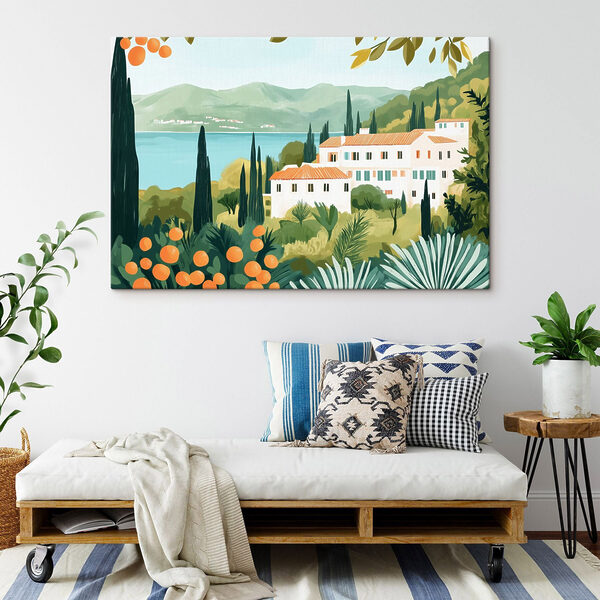 Maison entourée d'arbres et de plantes Tableaux Maison entourée d'arbres et de plantes
