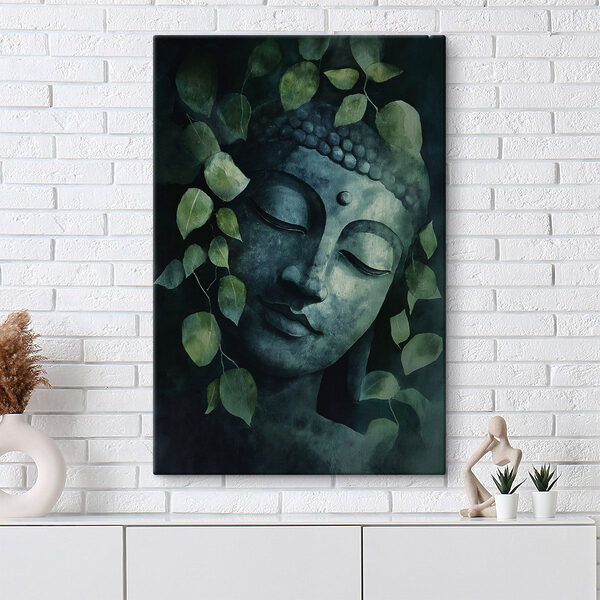 Statue d'une personne avec des feuilles autour d'elle Tableaux Statue d'une personne avec des feuilles autour d'elle