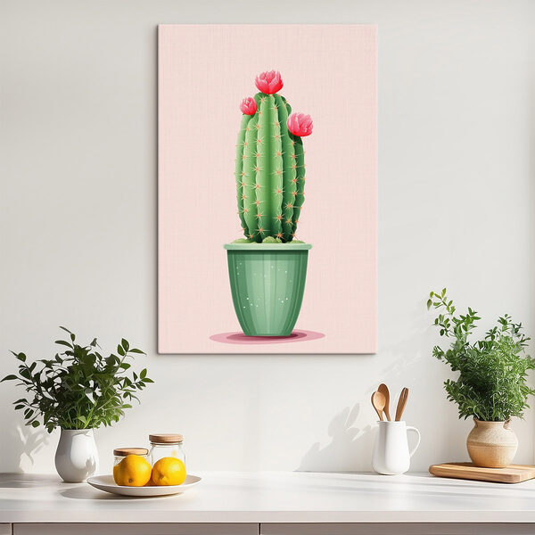 Cactus avec fleurs dans un pot Tableaux Cactus avec fleurs dans un pot