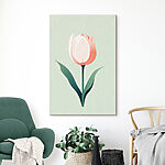 Tableaux Fleur rose avec feuilles vertes